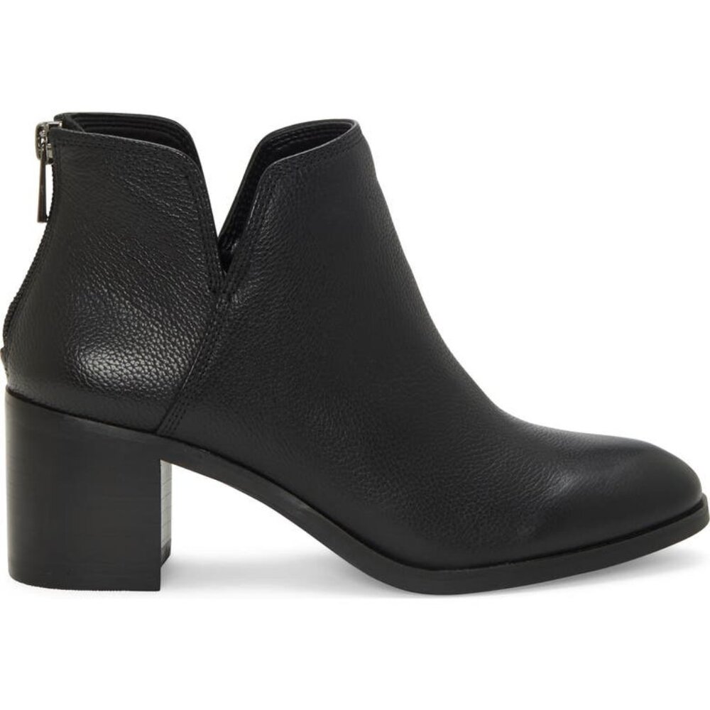 Enzo Angiolini Jainn Leather Block Heel Bootie - black, size 7.5M